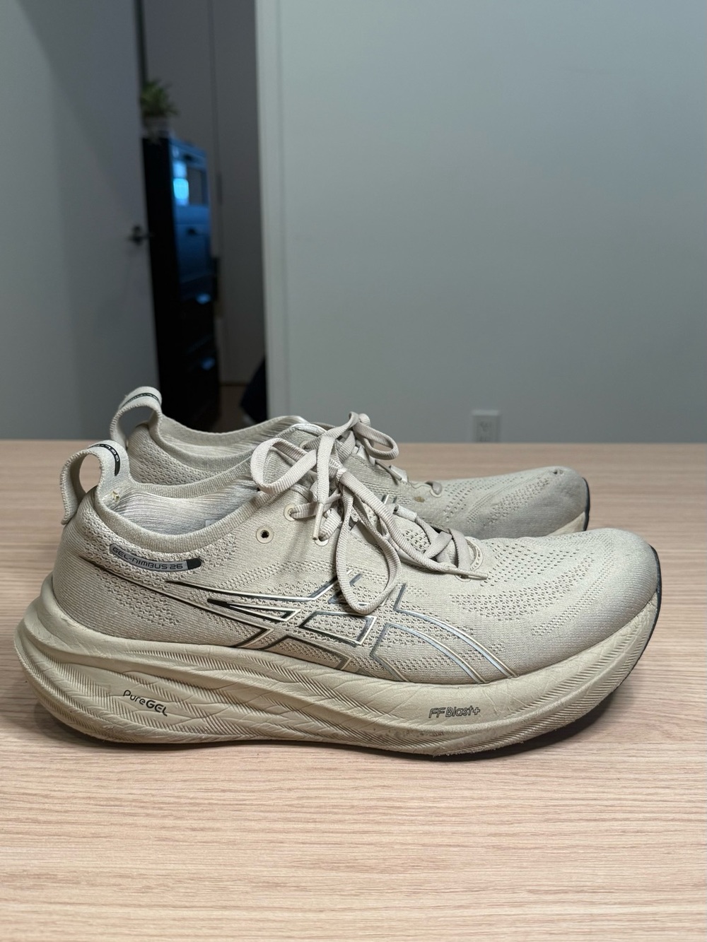 Asics Gel Nimbus 26 Beige Running Shoes